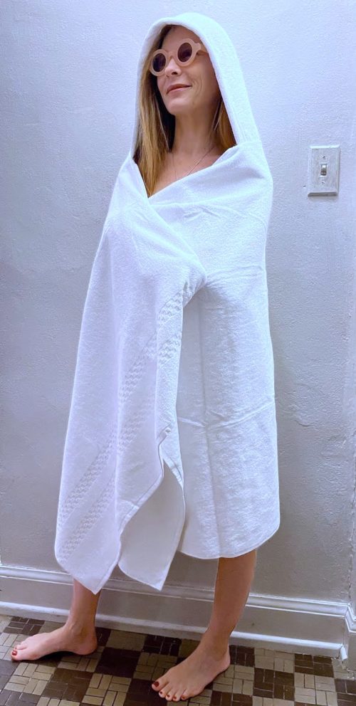 White Hooded Towel for an adult